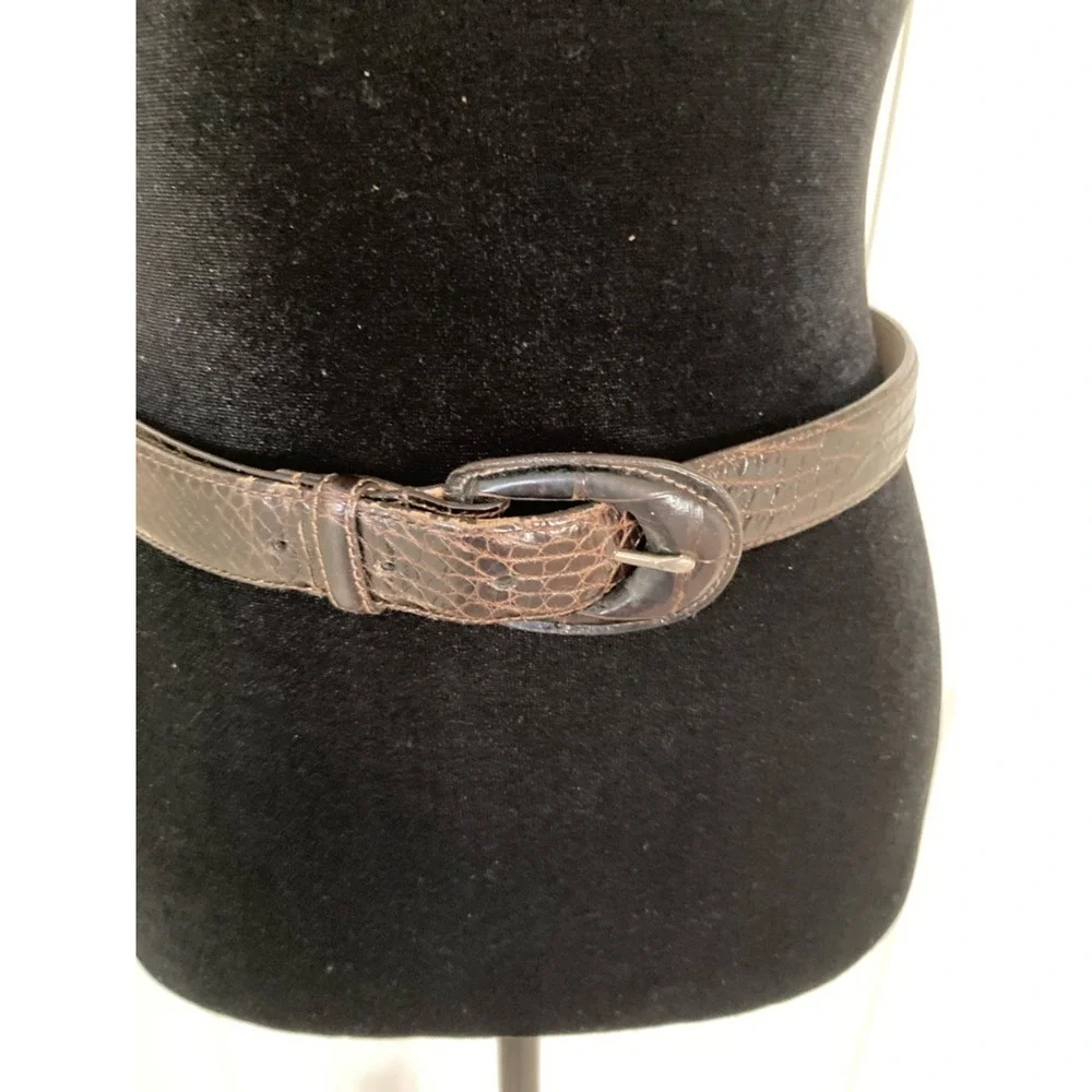 Womens Genuine Brown Alligator Belt Size Medium‎ Classic Timeless Leather